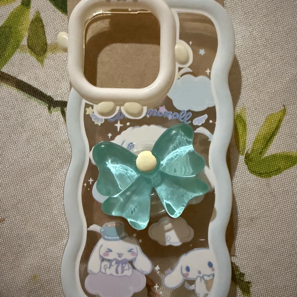Cute Clear Phone Case with Blue Bow